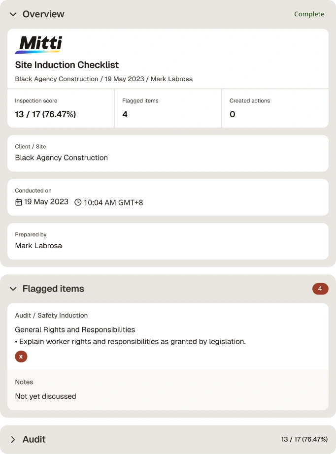 Site Induction Checklist