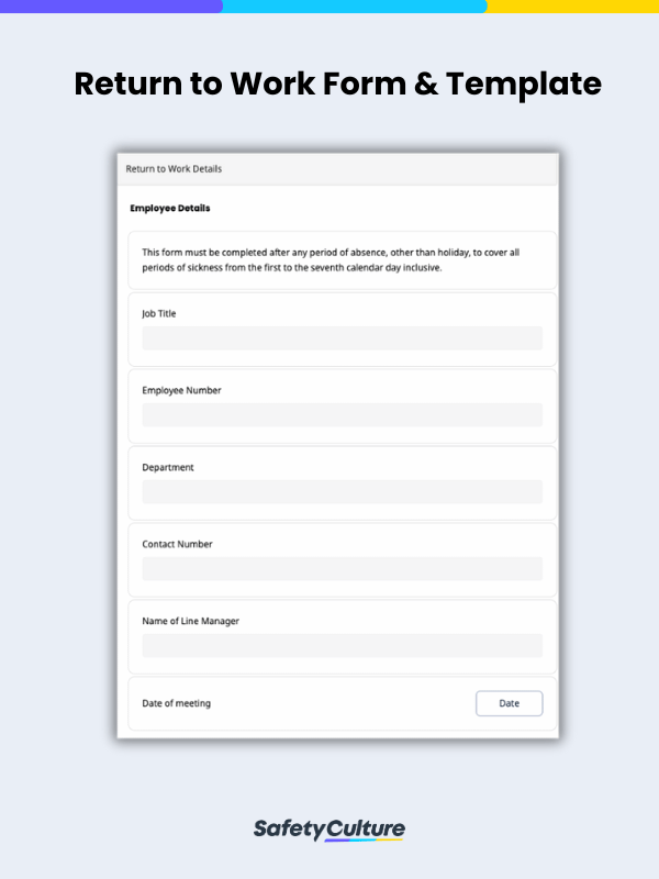 Return to Work Form