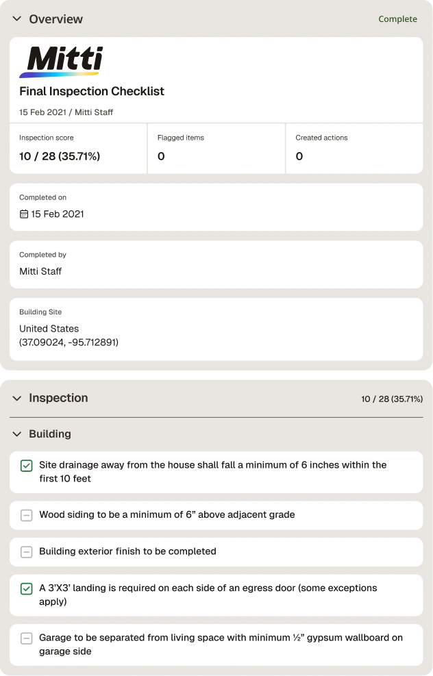 Final Inspection Checklist