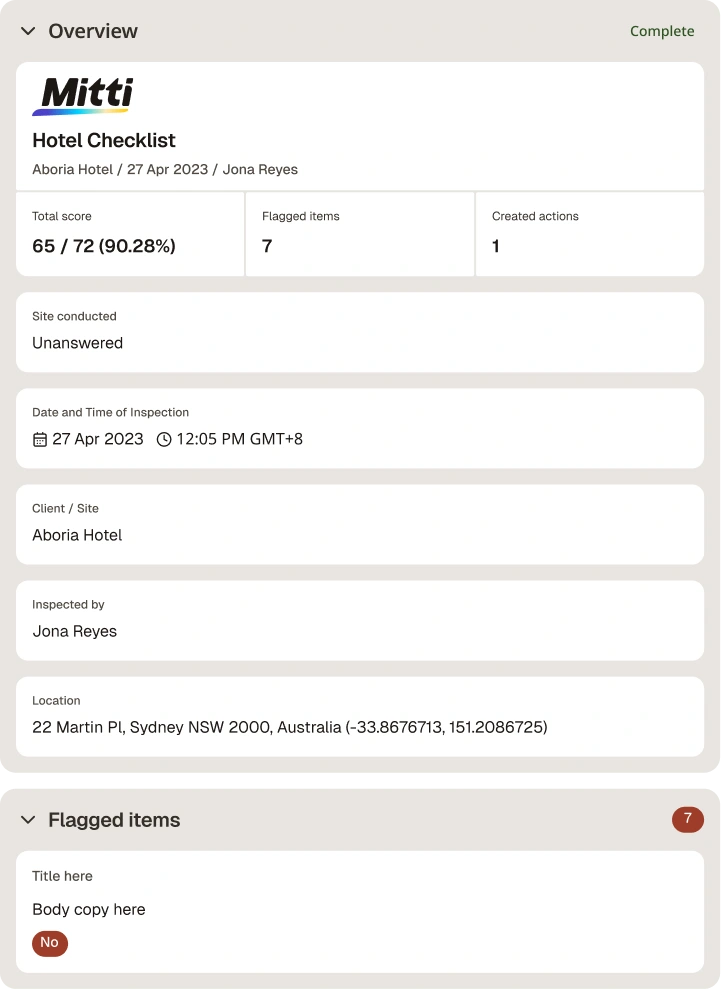 Hotel Checklist