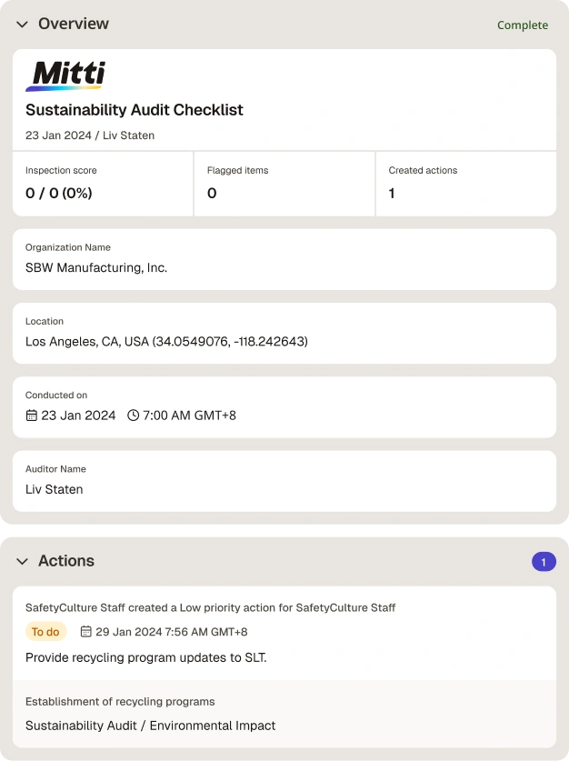 Sustainability Audit Checklist