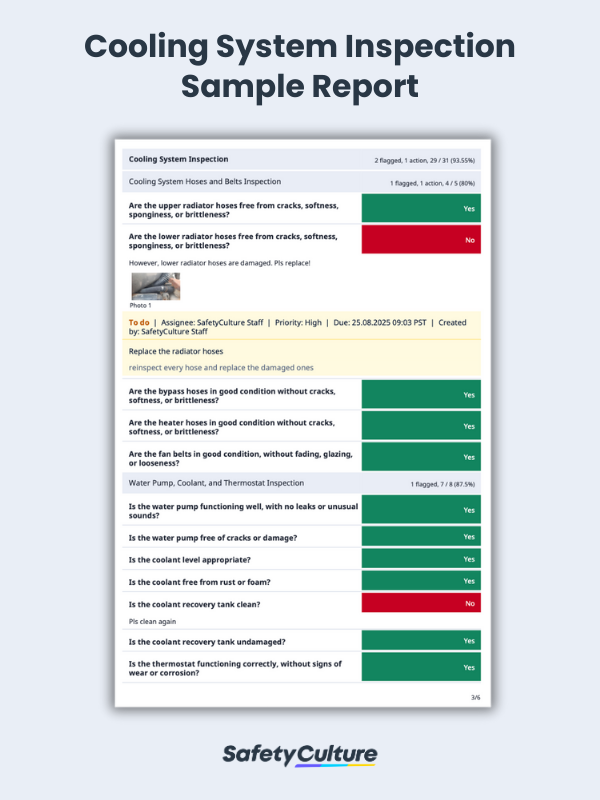 coolant hose inspection checklist