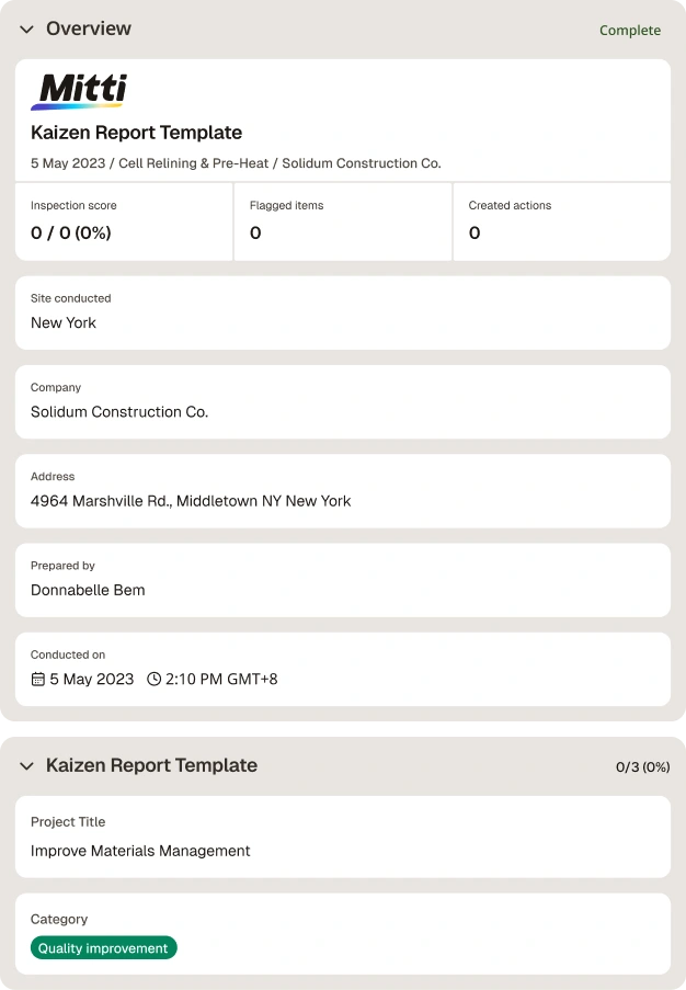 Kaizen Report Template