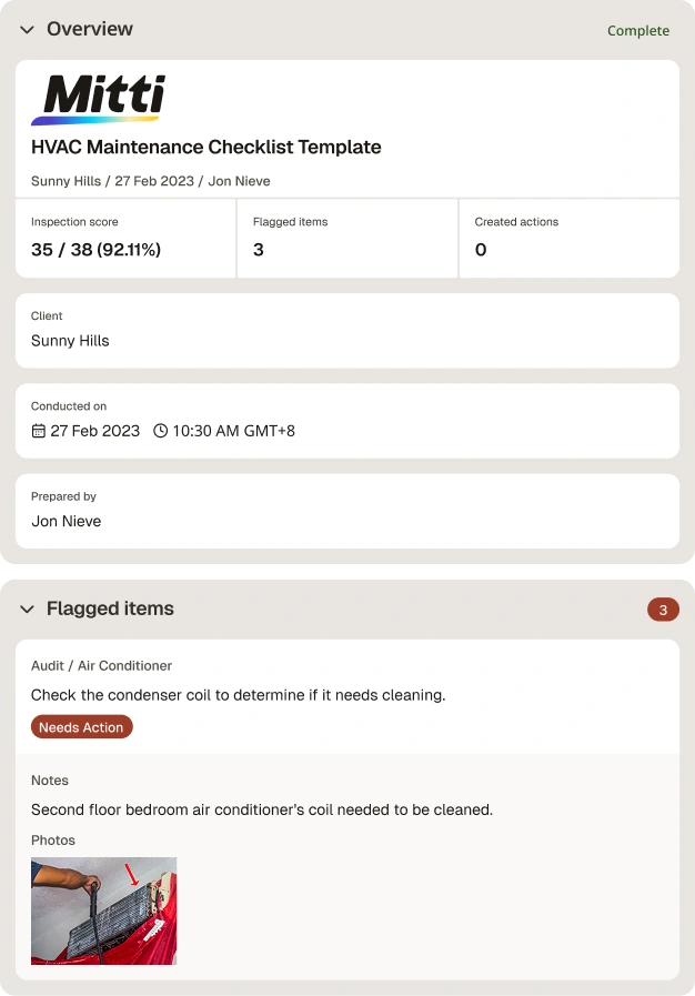 HVAC Maintenance Checklist Digital Report