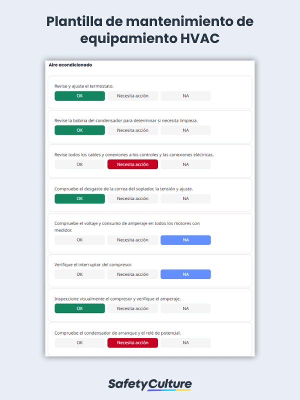 Plantilla de mantenimiento de equipamiento HVAC
