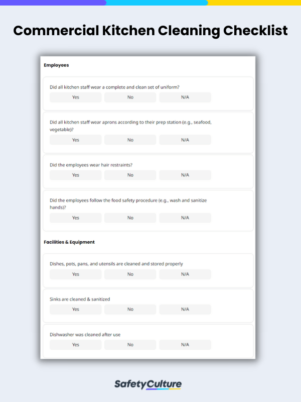 Commercial Kitchen Cleaning Checklist