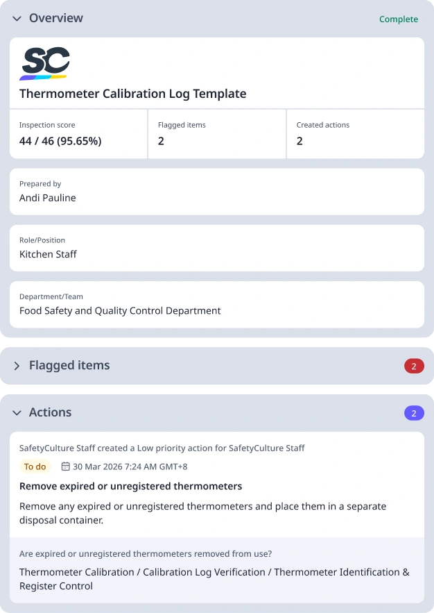 Thermometer Calibration Log Template