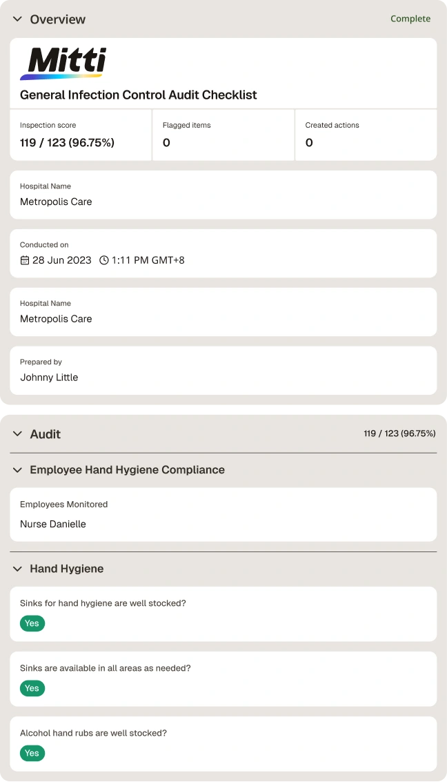 infection control audit checklist
