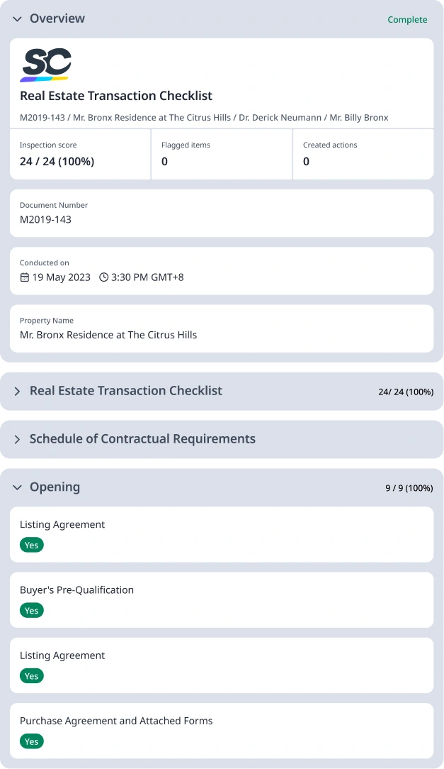 Real Estate Transaction Checklist