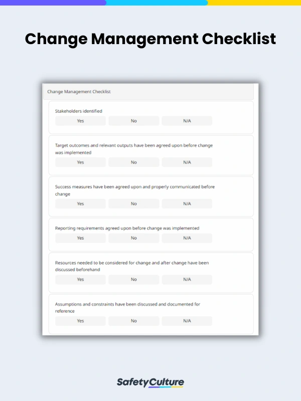 Liste de contrôle de gestion du changement