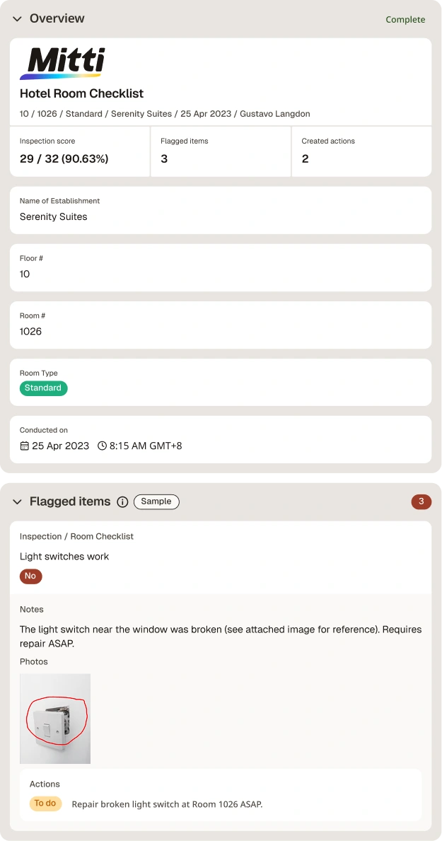 Hotel Room Checklist
