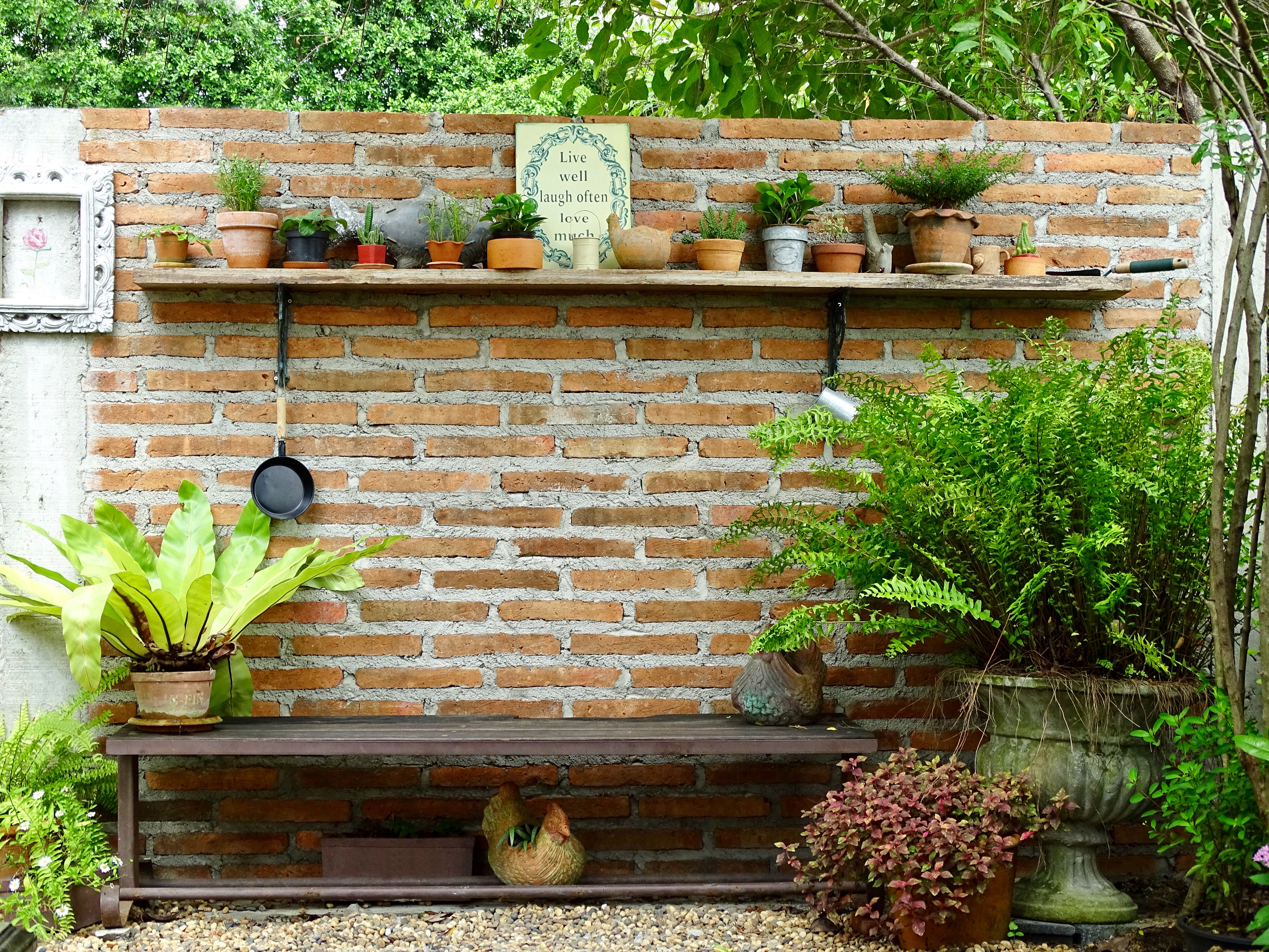 Neatly built stone garden wall at a residential property