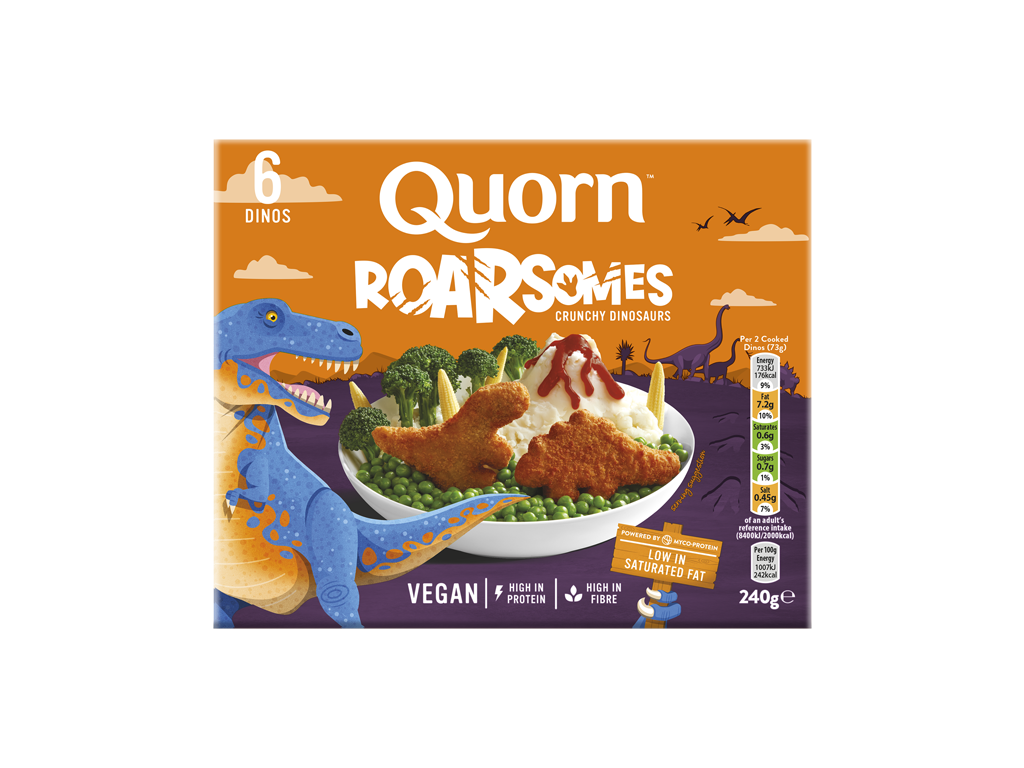 Quorn Roarsomes packaging with nutritional information.