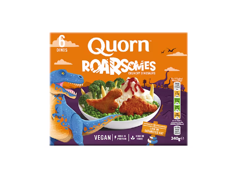 Quorn Roarsomes packaging with nutritional information.
