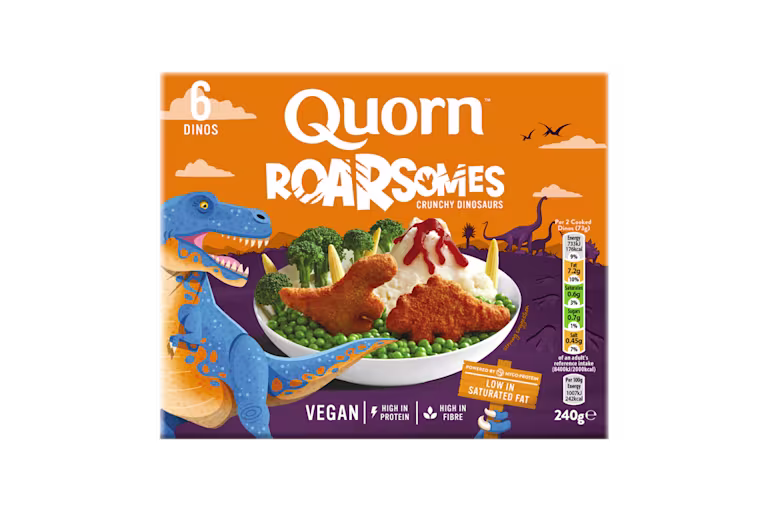 Quorn Roarsomes packaging with nutritional information.