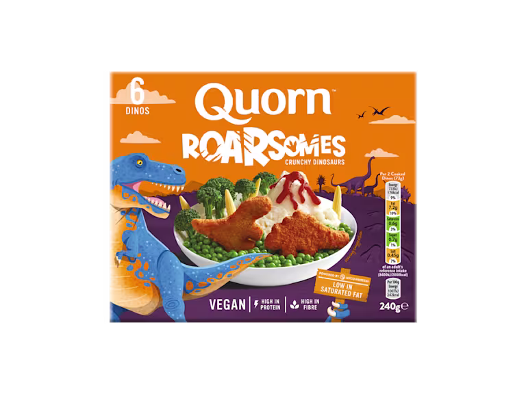 Quorn Roarsomes packaging with nutritional information.