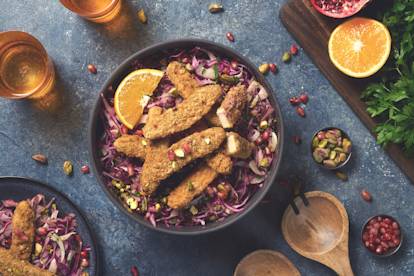 quorn sweet chipotle goujons winter salad healthy vegetarian recipe