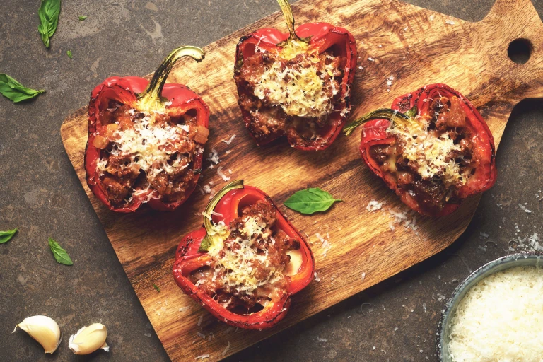 parmigiana stuffed peppers with quorn mince vegetarian recipe
