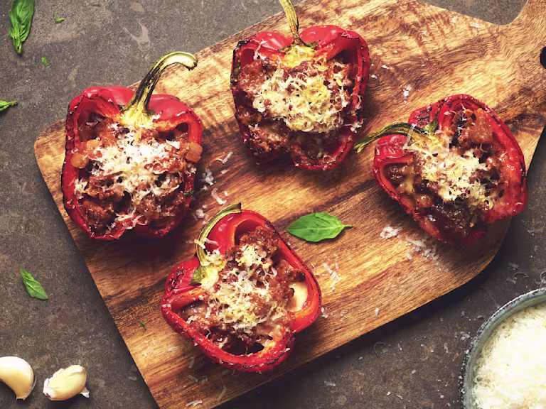 parmigiana stuffed peppers with quorn mince vegetarian recipe