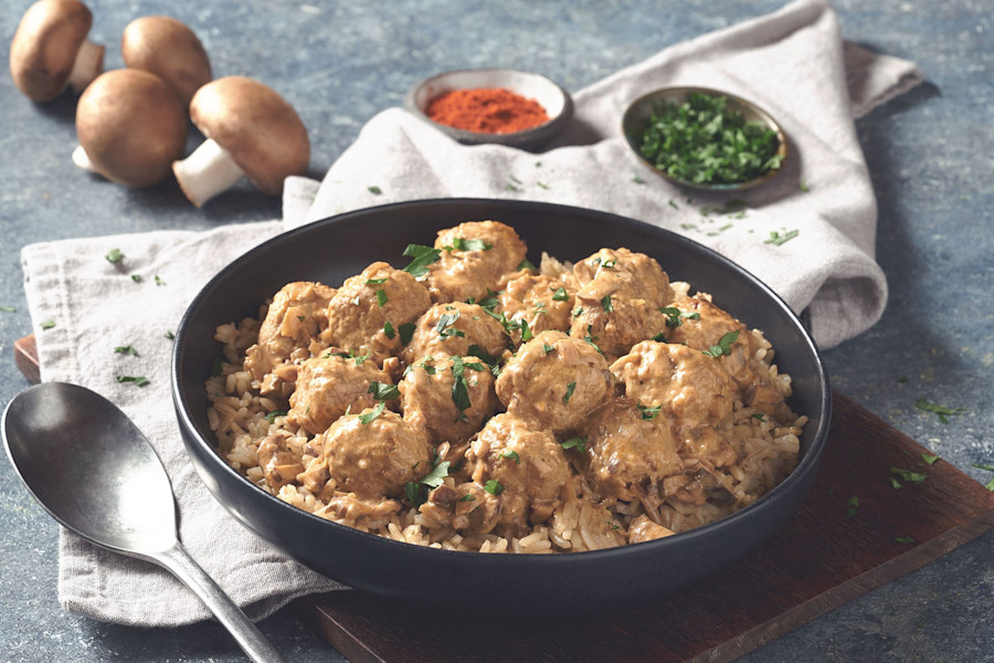 Mushroom Stroganoff Recipe with Meat Free Swedish Meatballs Quorn