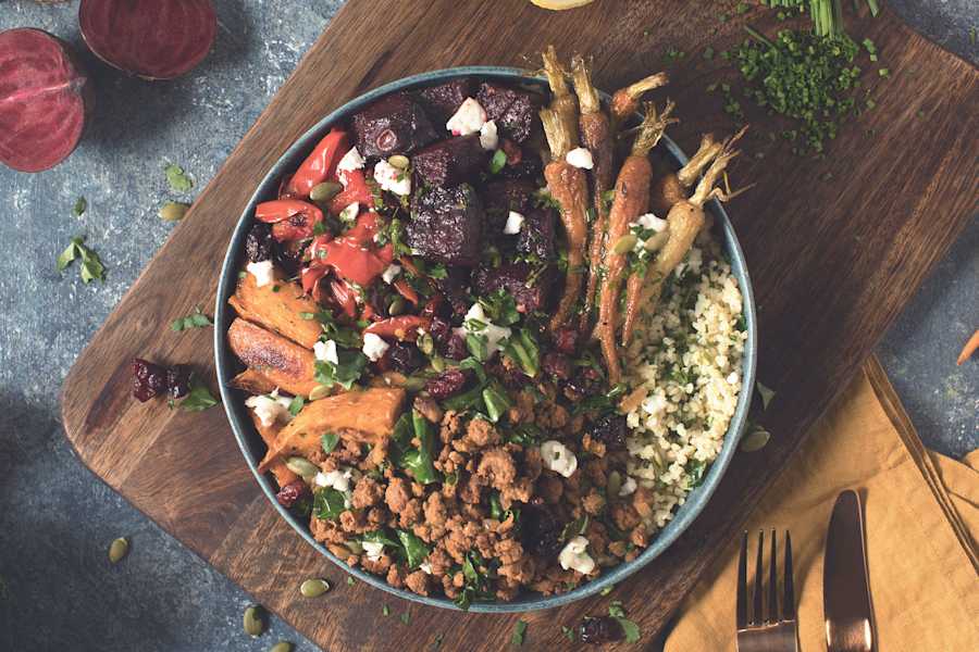 Roasted Veggie Nourish Bowl with Quorn Mince | Quorn