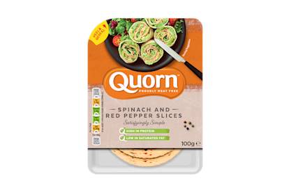meat free quorn spinach and red pepper slices