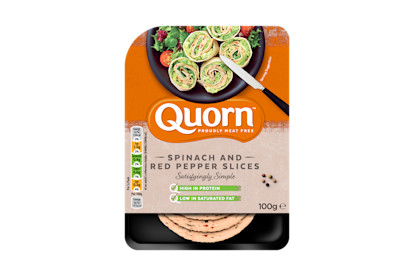 Quorn Spinach and Red Pepper Slices