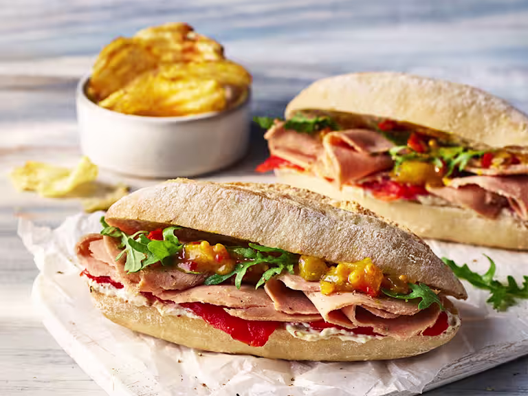 deli sandwich made with Quorn vegetarian ham