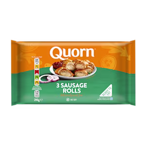 Quorn Vegetarian Sausage Rolls packaging.