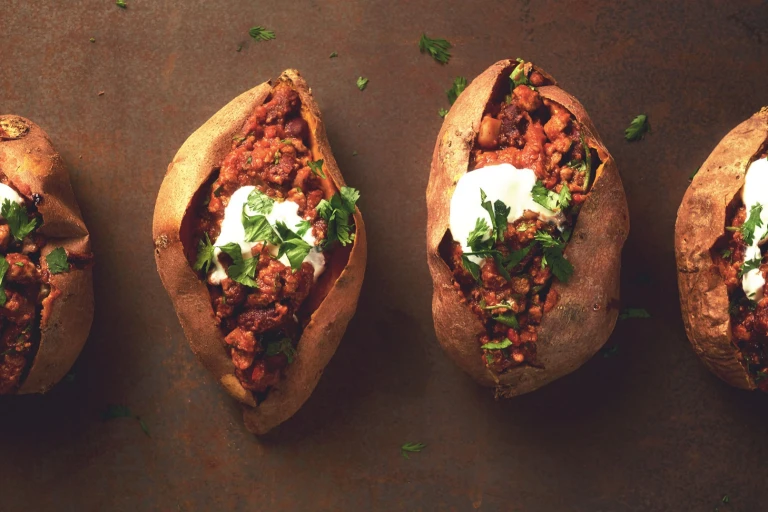 quorn chilli in baked sweet potatoes vegetarian recipe