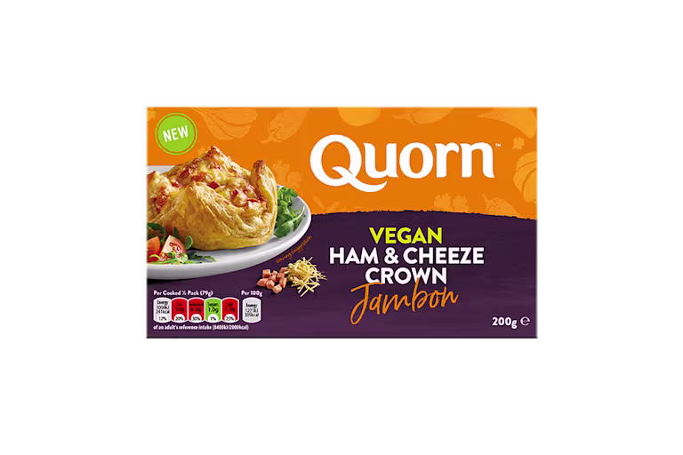 Quorn Vegan Ham And Cheeze Crown Jambon Packaging.