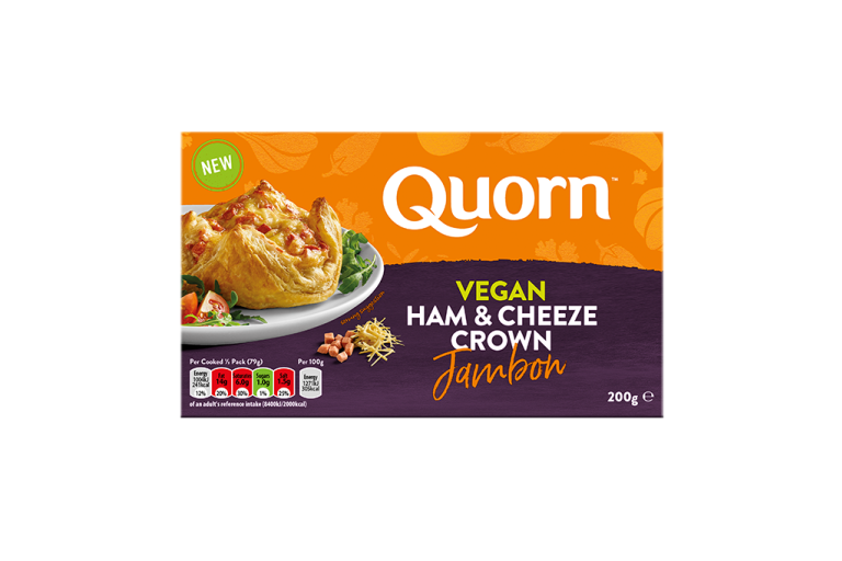 Quorn Vegan Ham And Cheeze Crown Jambon Packaging. 