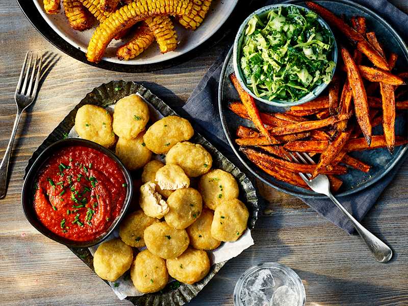 Vegetarian Smoky BBQ Platter Recipe With Meat-Free Quorn Nuggets