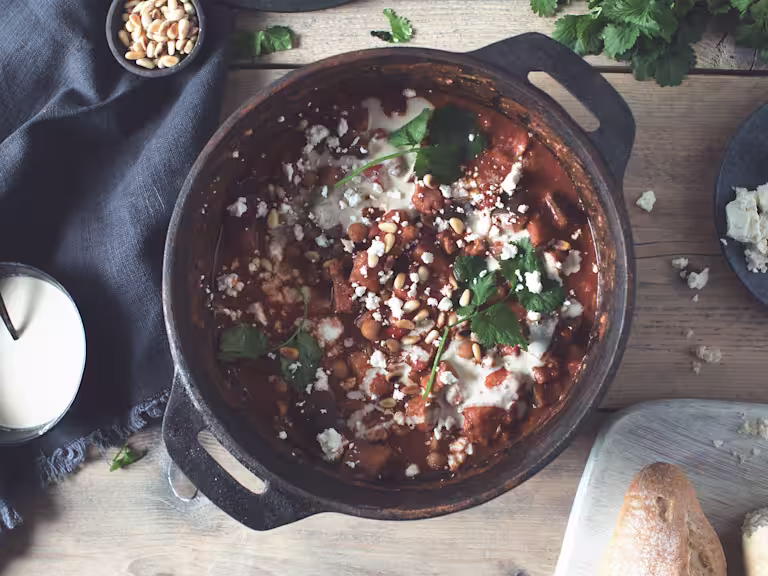 warm chickpea and quorn pieces harissa stew vegetarian recipe