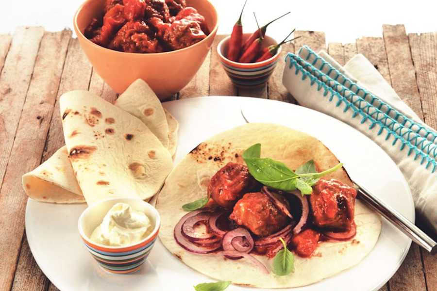 Vegetarian Tomato Meatball Wrap With Meat-Free Quorn Meatballs