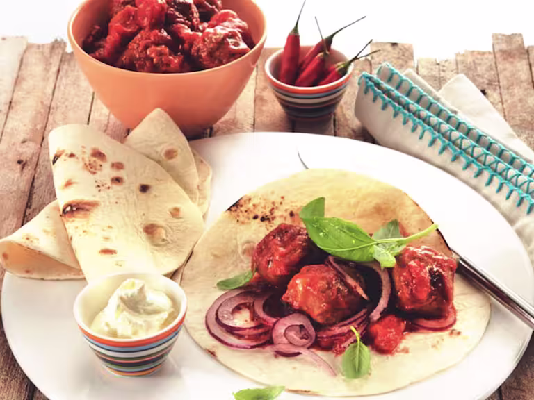 quorn swedish style balls & tomato wrap quick vegetarian recipe