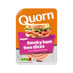 Vegetarian Quorn Smoky Ham Free Slices product packaging with nutritional information