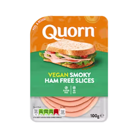 Vegetarian Quorn Smoky Ham Free Slices product packaging with nutritional information