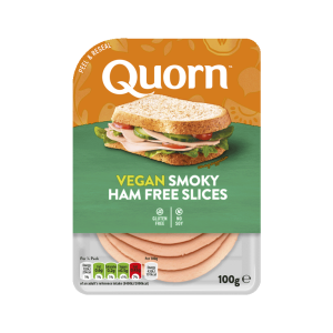 Vegetarian Quorn Smoky Ham Free Slices product packaging with nutritional information