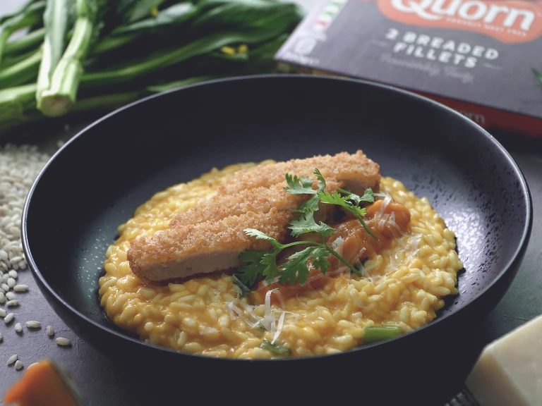 Sweet Pumpkin Risotto with Quorn Vegan Breaded Fillet