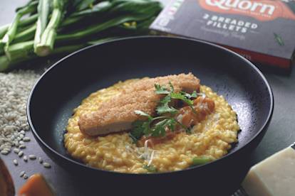 Sweet Pumpkin Risotto with Quorn Vegan Breaded Fillet