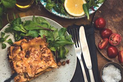 Superenkel vego-lasagne med Quorn