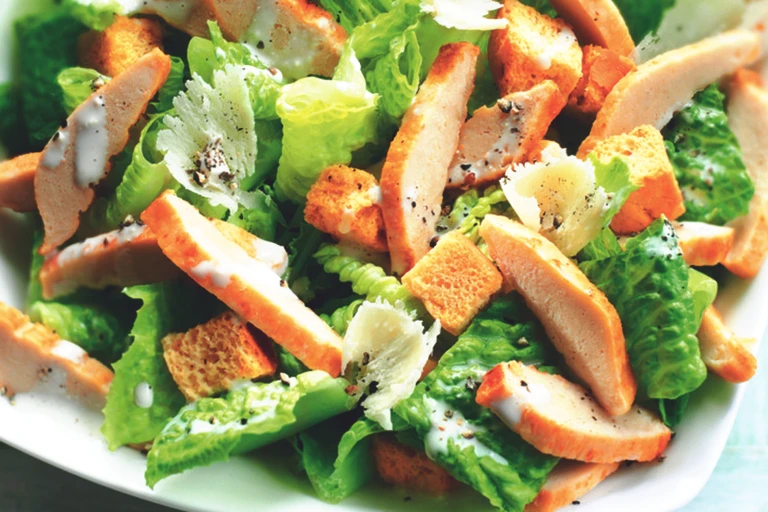 Quorn meat free Caesar Salad with Quorn Fillets or Pieces.