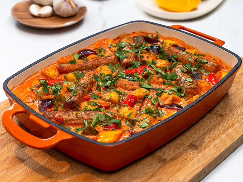 Creamy Quorn Vegetarian Sausage & Gnocchi Traybake Quorn