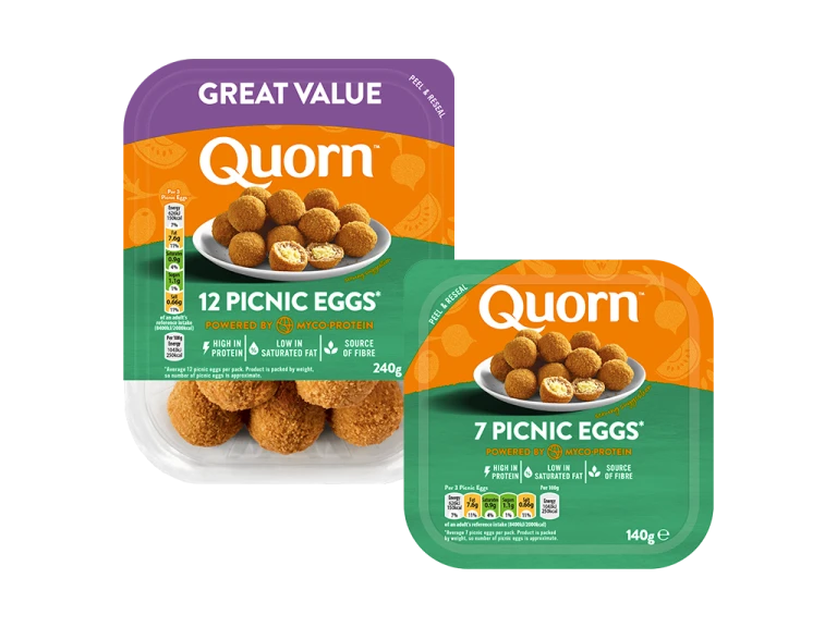 Vegetarian Quorn Picnic Eggs product packaging with nutritional information