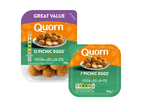 Vegetarian Quorn Picnic Eggs product packaging with nutritional information
