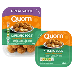 Vegetarian Quorn Picnic Eggs product packaging with nutritional information
