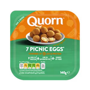 Vegetarian Quorn Picnic Eggs product packaging with nutritional information