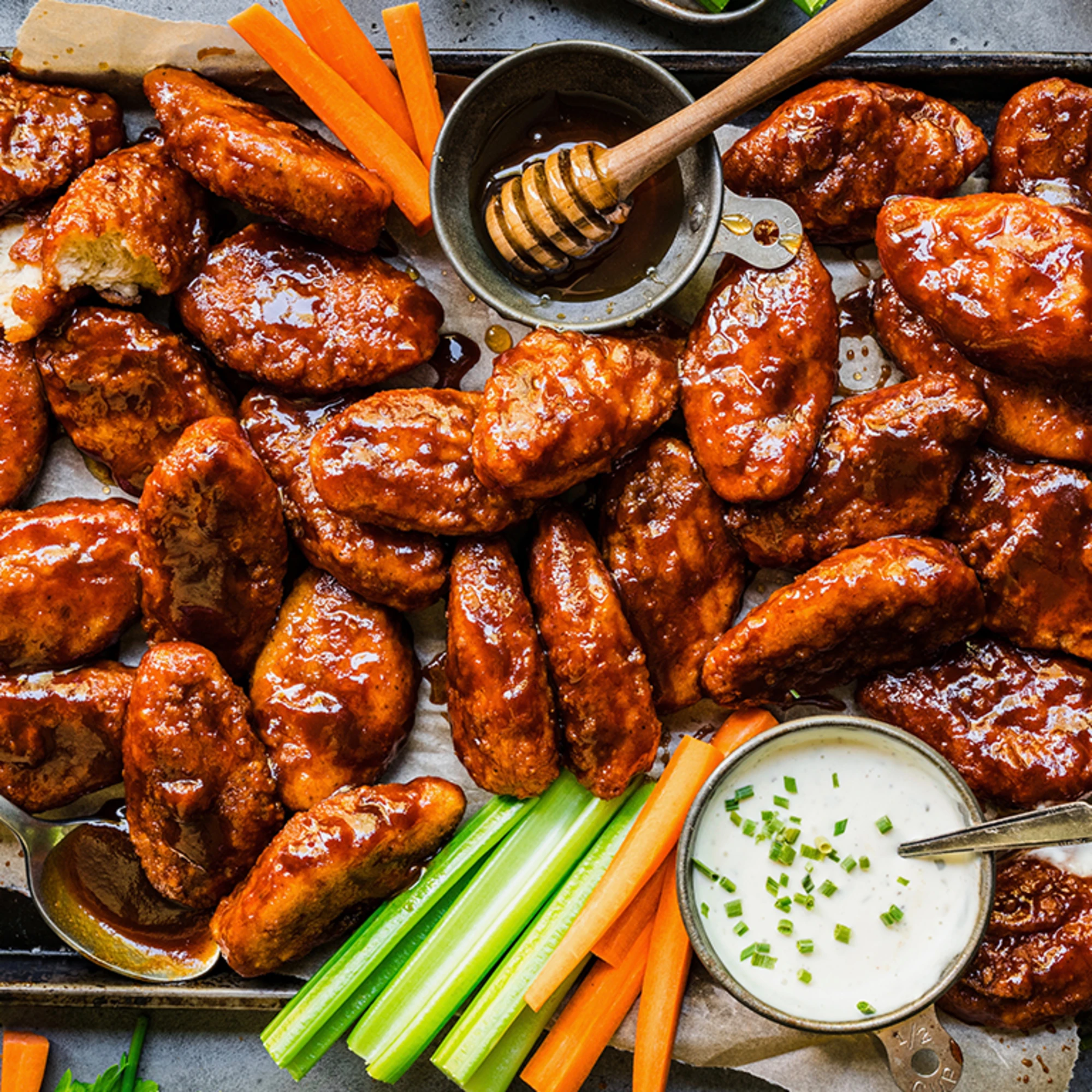 Quorn Hot Honey BBQ Buffalo Wings with Homemade Ranch Dip-image