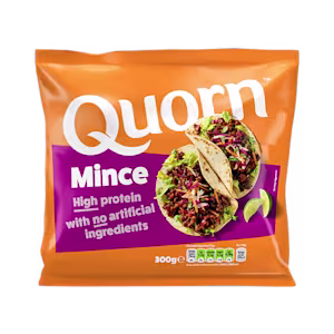 Vegetarian Quorn Mince product packaging with nutritional information